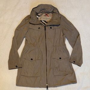 Burberry Brit Parka Women's Classic Tan Raincoat Coat size 6